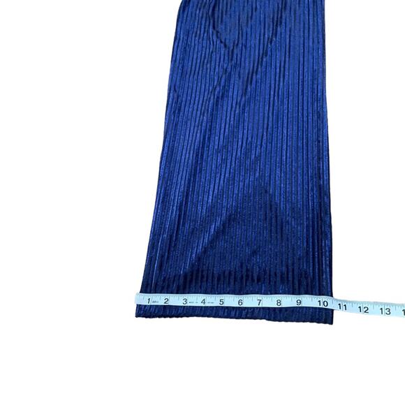 Laundry by Shelli Segal Velvet Burnout Striped Jumpsuit Navy Size 10 - Picture 11 of 11